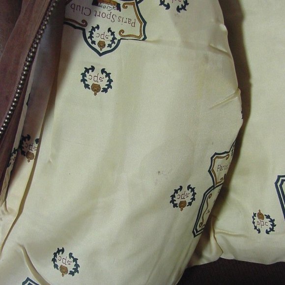 Vtg 80's Paris Sport Club Brown Leather Bomber Jacket Sz L - Picture 8 of 9
